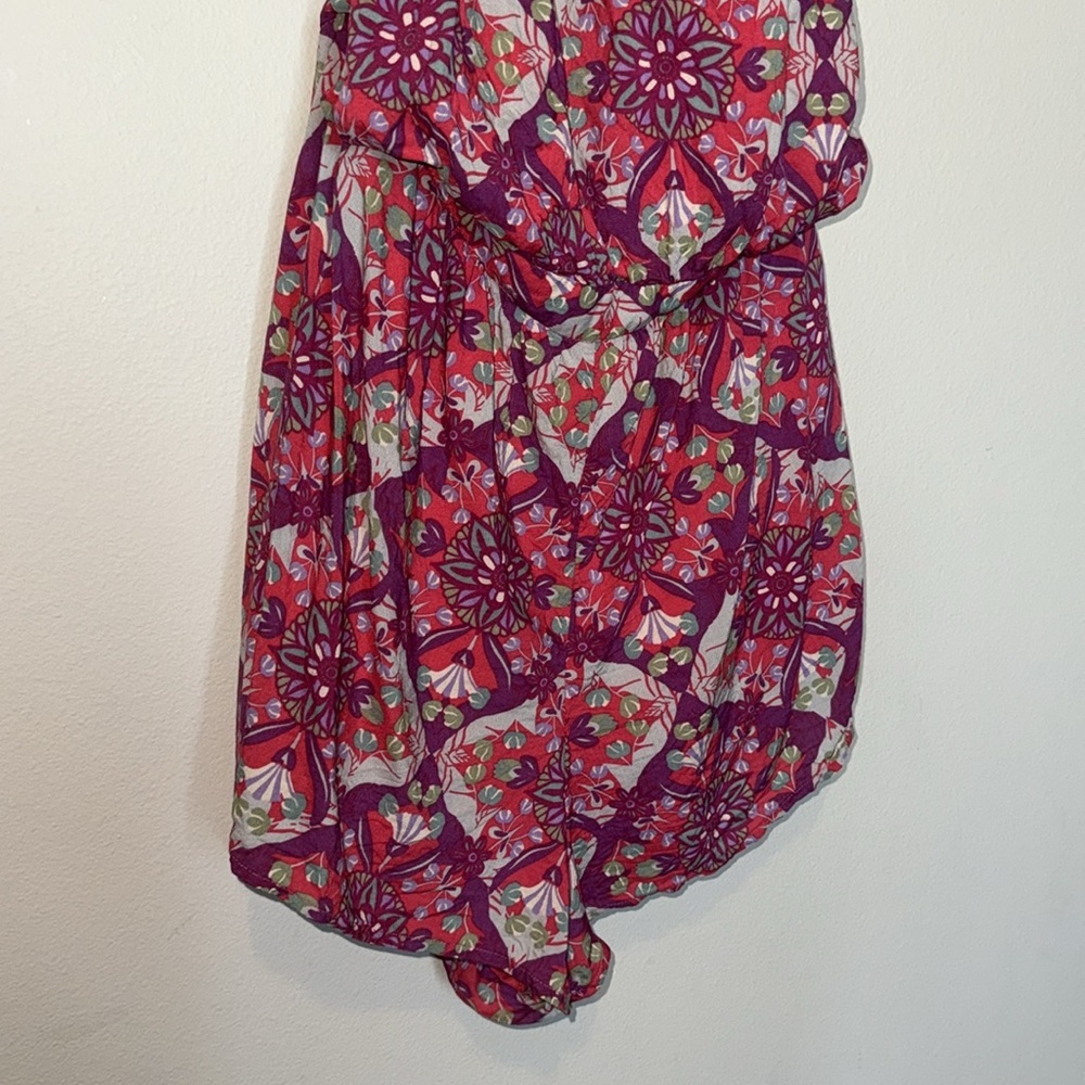 Free People Coral Tides Romper in Hollyhock Combo Womens Large Tie Open Back - Picture 3 of 11